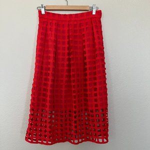 Hutch | Anthropologie windowpane lace cutout midi skirt
